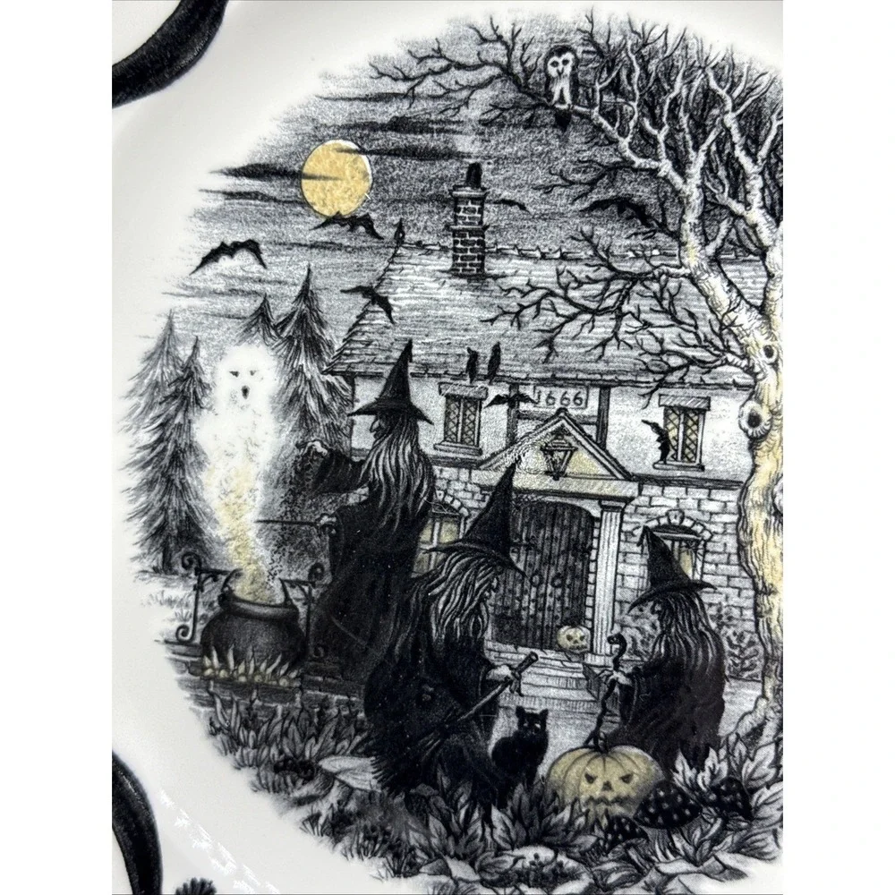The Witches Coven Dinner Plates By Royal Stafford Halloween 11 Inch Set Of 4 New